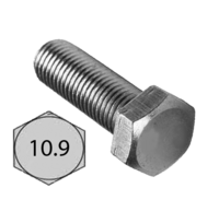 M12 - 1.75 X 50 METRIC 10.9 HEX CAP SCREW COARSE PLAIN FINISH